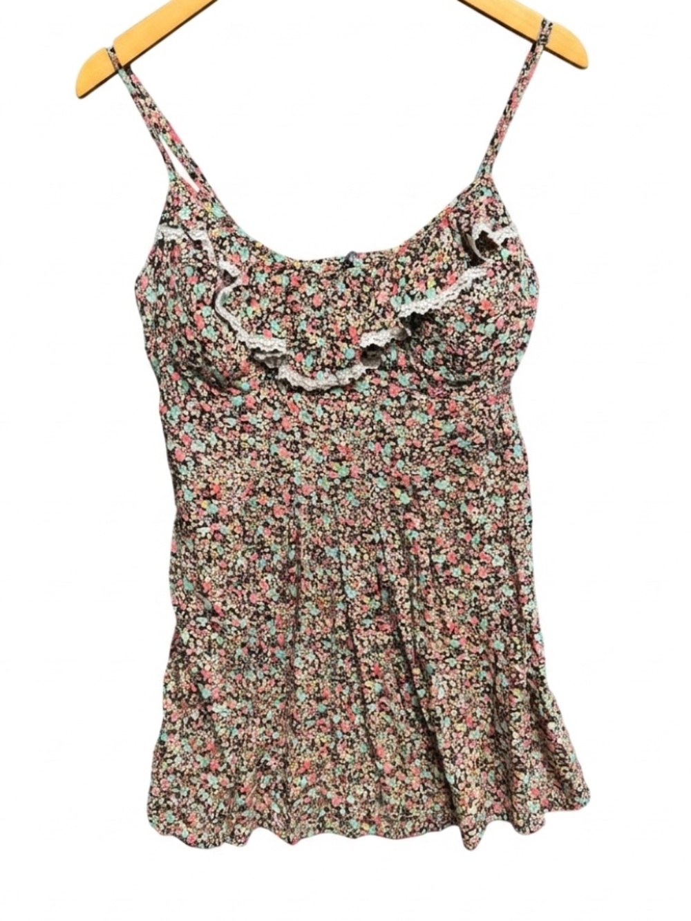B. SMART Floral Ruffle Romper Size 14 Vintage Boho Rayon Summer Festival Rare